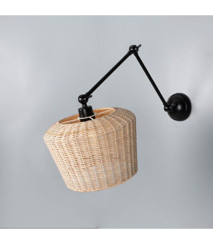 Manila Rattan Large Wall Light Matte Black-1