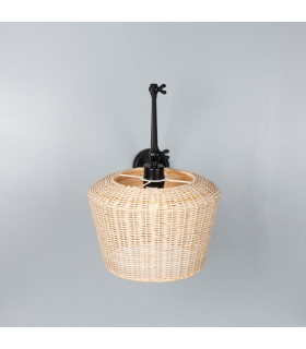 Manila Rattan Large Wall Light Matte Black-2
