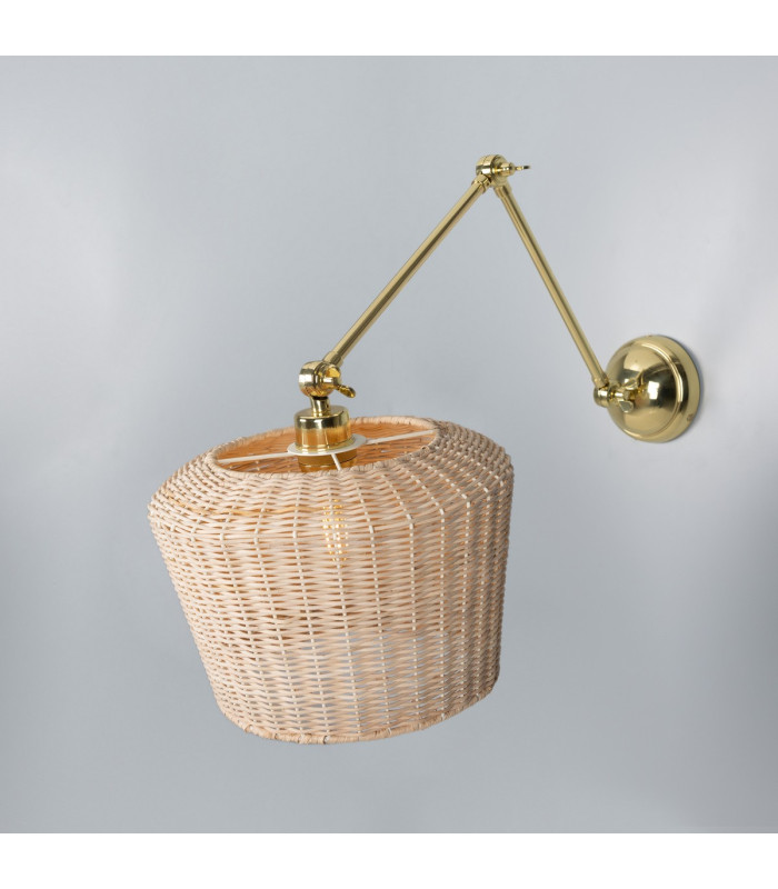 Manila Rattan Large Wall Light Polished Brass-1