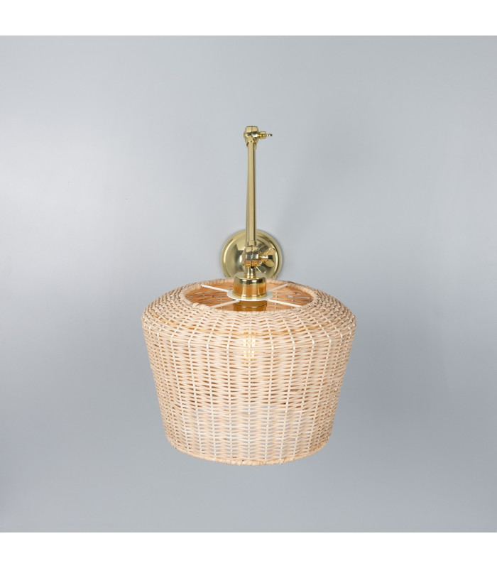 Manila Rattan Large Wall Light Polished Brass-2