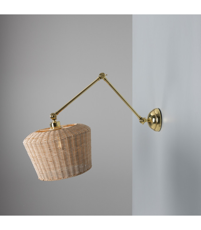 Manila Rattan Large Wall Light Polished Brass-3