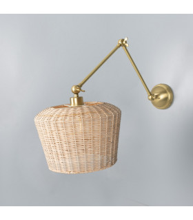 Manila Rattan Large Wall Light Satin Brass-1