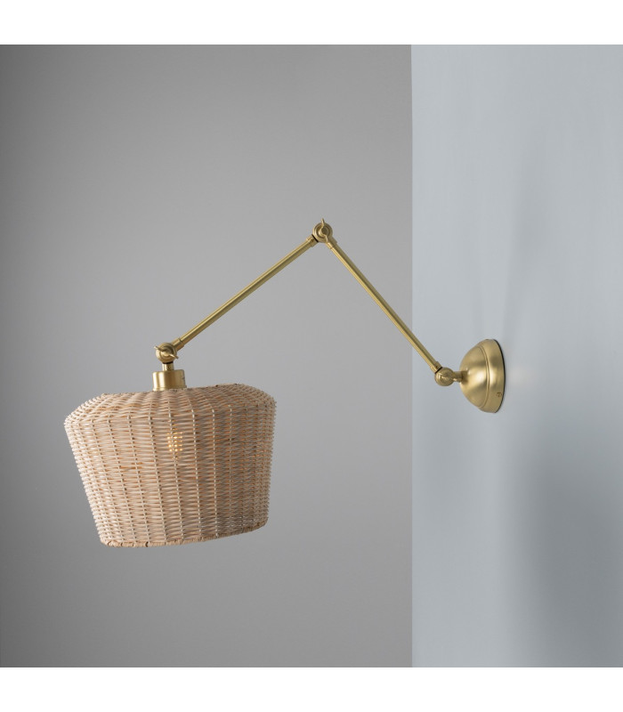 Manila Rattan Large Wall Light Satin Brass-3