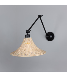 Savannah Rattan Large Wall Light Matte Black-1