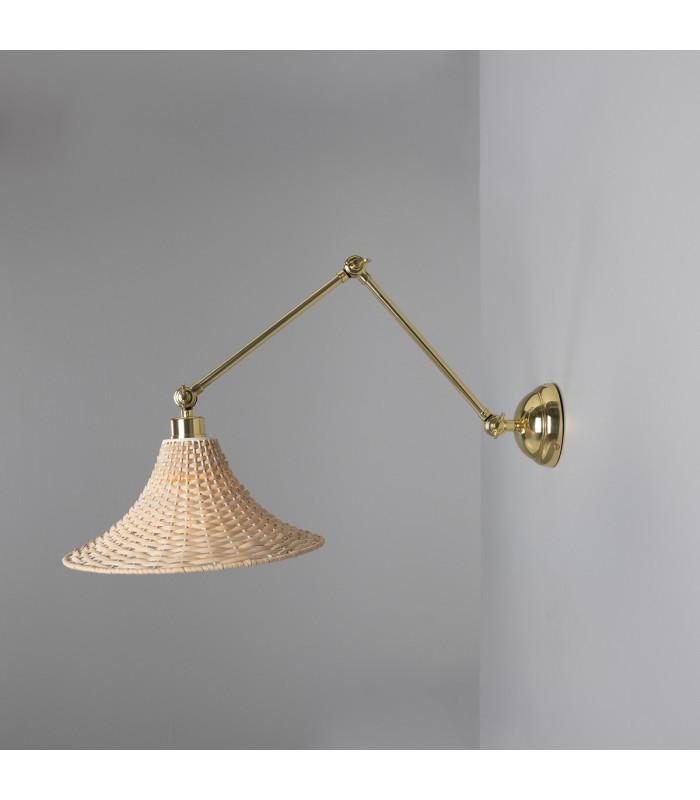Savannah Rattan Large Wall Light Polished Brass-3
