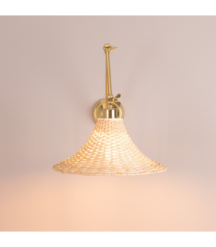 Savannah Rattan Large Wall Light Polished Brass-4