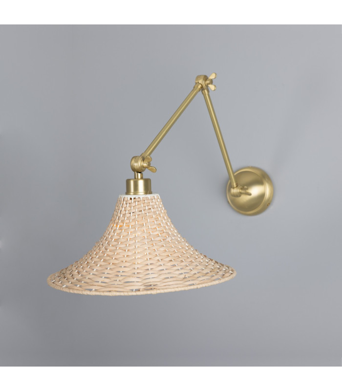 Savannah Rattan Large Wall Light Satin Brass-1