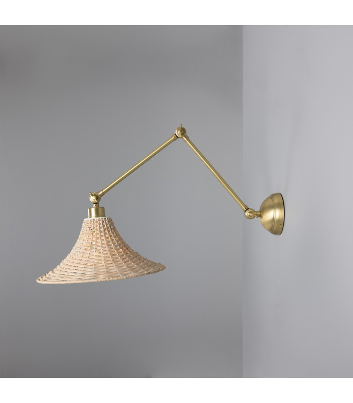 Savannah Rattan Large Wall Light Satin Brass-3