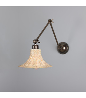 Savannah Rattan Small Wall Light Antique Brass-1