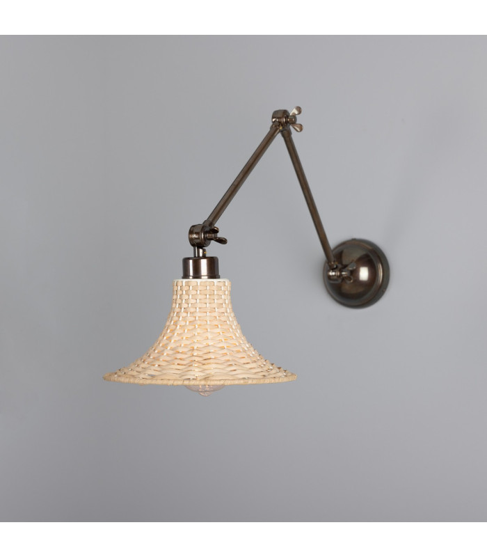 Savannah Rattan Small Wall Light Antique Brass-1