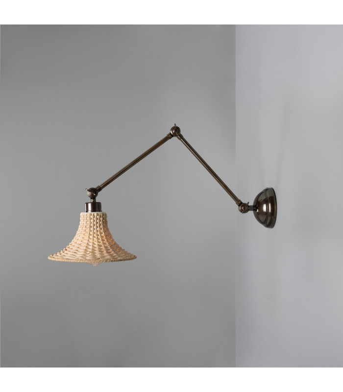 Savannah Rattan Small Wall Light Antique Brass-3