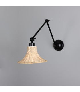 Savannah Rattan Small Wall Light Matte Black-1
