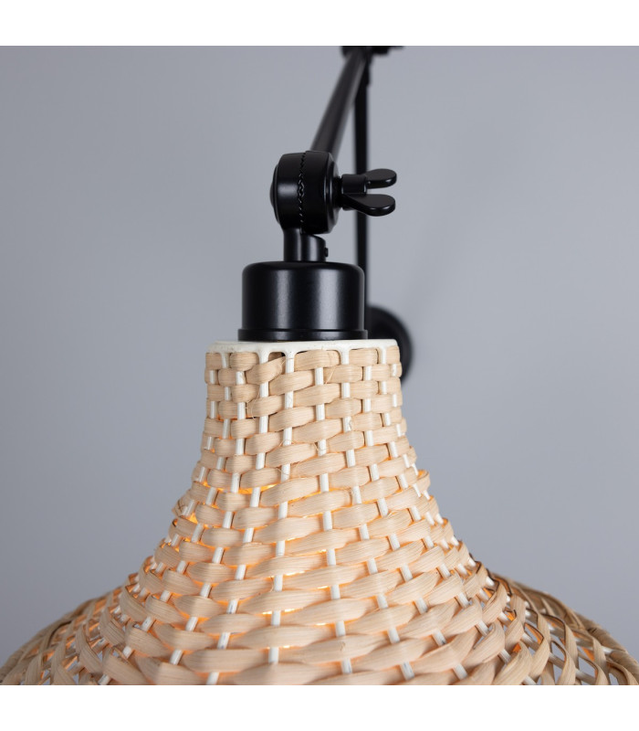 Savannah Rattan Small Wall Light Matte Black-4