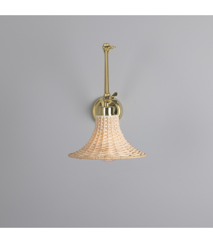 Savannah Rattan Small Wall Light Polished Brass-2