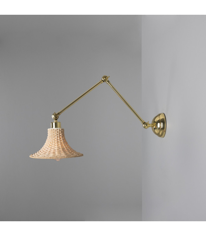 Savannah Rattan Small Wall Light Polished Brass-3