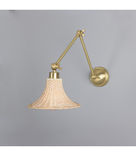 Savannah Rattan Small Wall Light Satin Brass-1