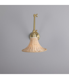 Savannah Rattan Small Wall Light Satin Brass-2
