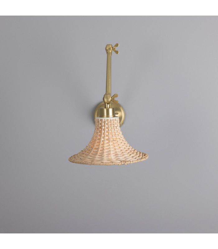 Savannah Rattan Small Wall Light Satin Brass-2