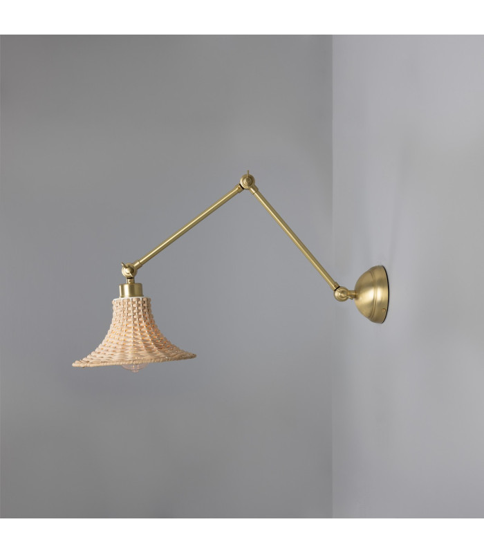 Savannah Rattan Small Wall Light Satin Brass-3