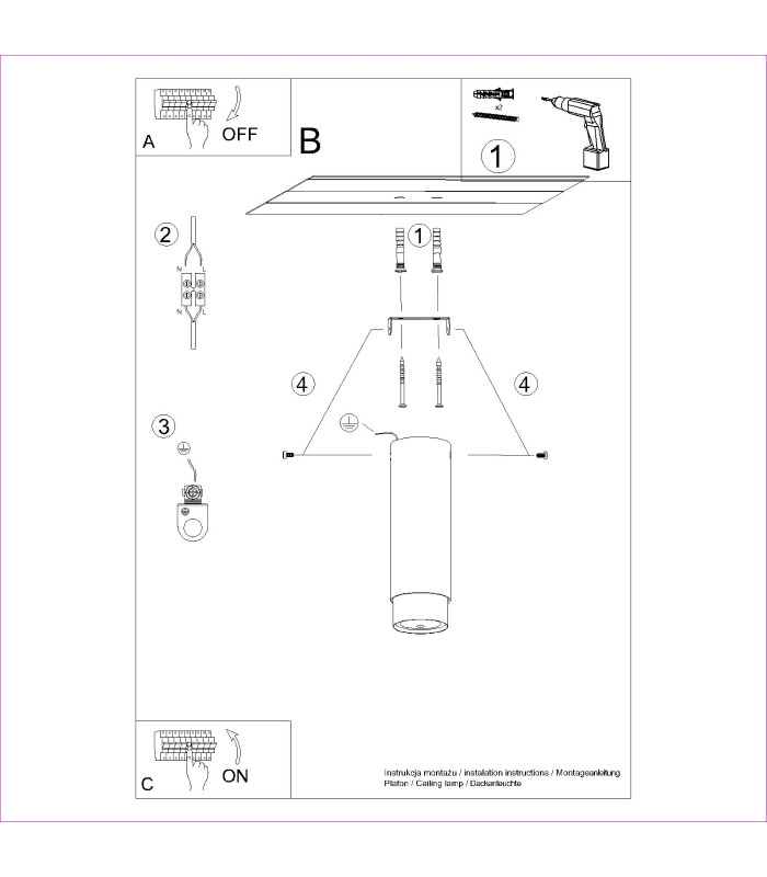 Nero Modern Surface Mounted Ceiling Lamp Large Black Chrome-7
