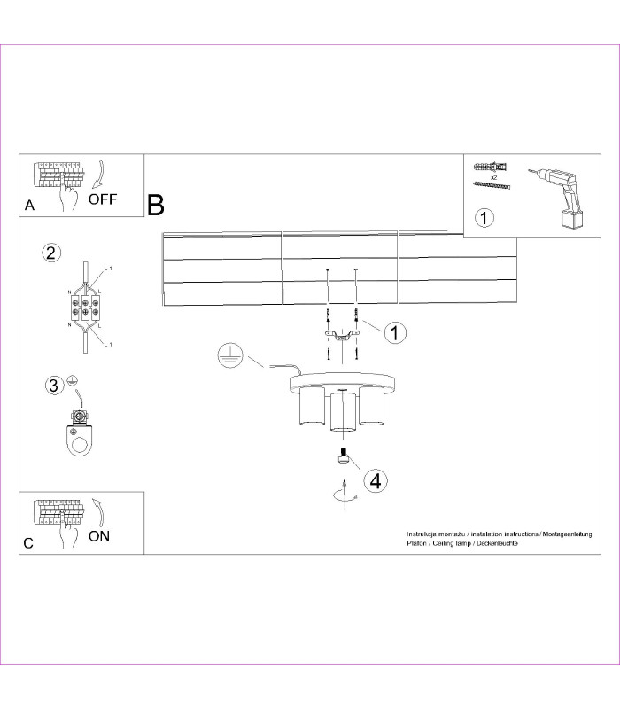 Lagos Modern Ceiling Lamp 3 Light Black-9