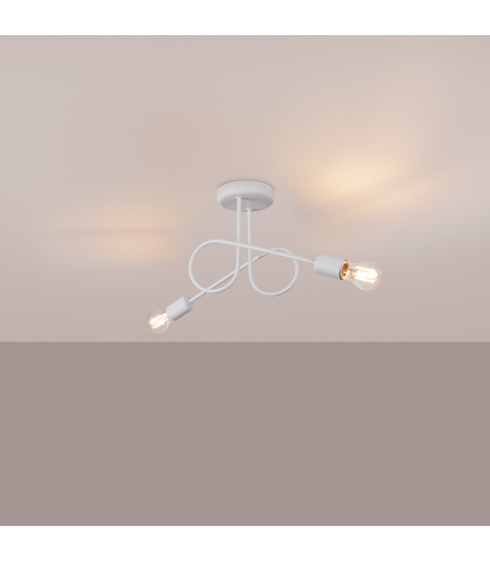 Loop Minimalist Semi Flush Ceiling 2 Light White-3
