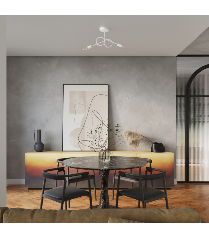 Loop Minimalist Semi Flush Ceiling 2 Light White-11