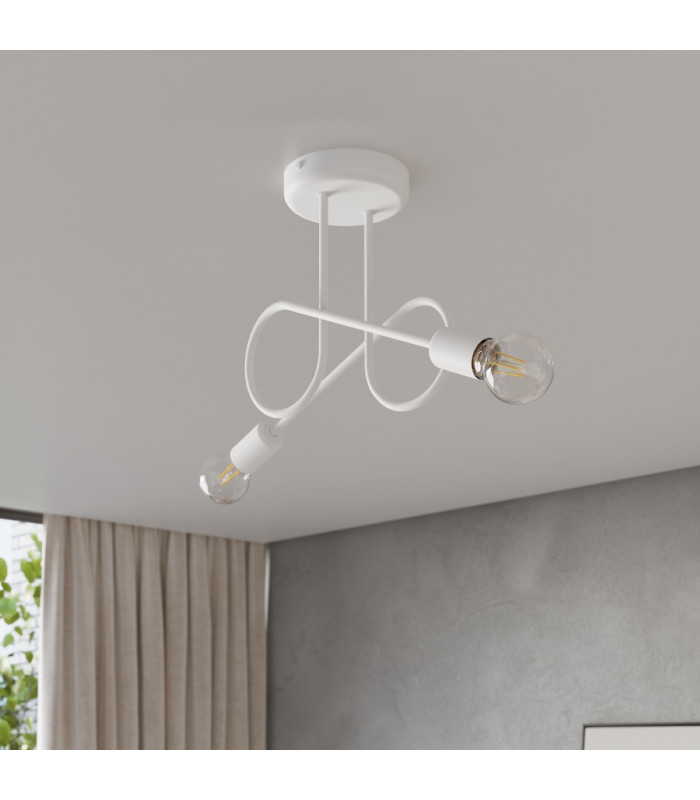 Loop Minimalist Semi Flush Ceiling 2 Light White-13