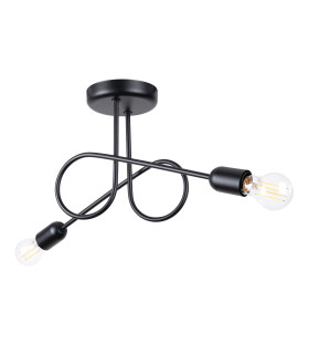 Loop Minimalist Semi Flush Ceiling 2 Light Black-1