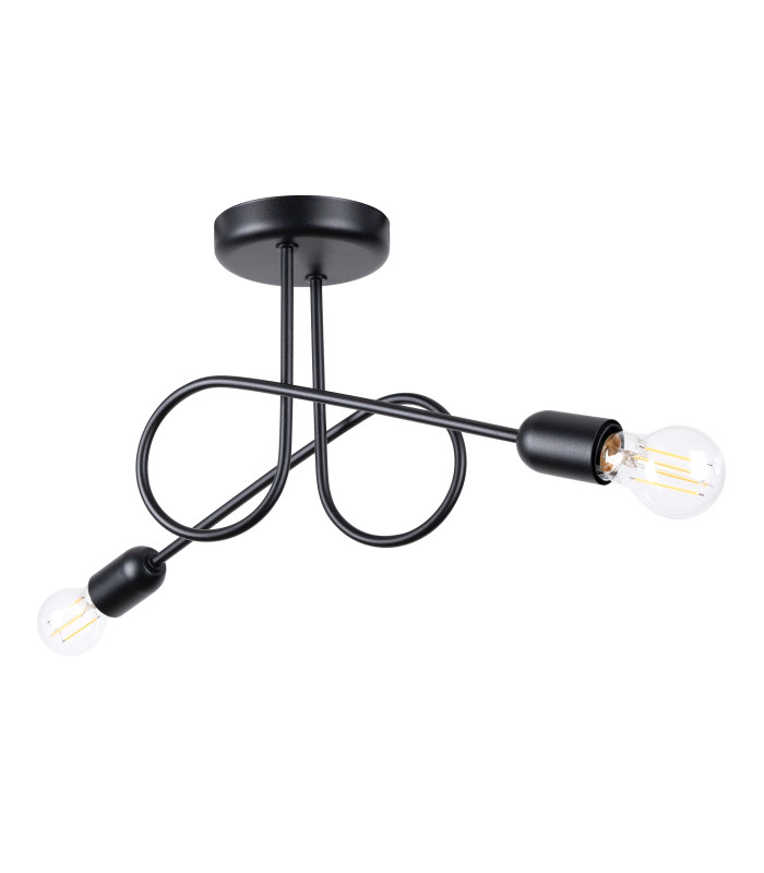 Loop Minimalist Semi Flush Ceiling 2 Light Black-1