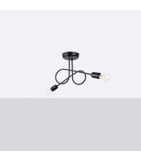 Loop Minimalist Semi Flush Ceiling 2 Light Black-2
