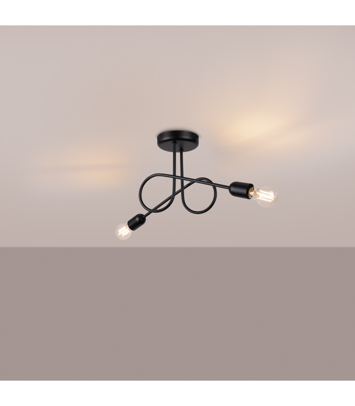 Loop Minimalist Semi Flush Ceiling 2 Light Black-3
