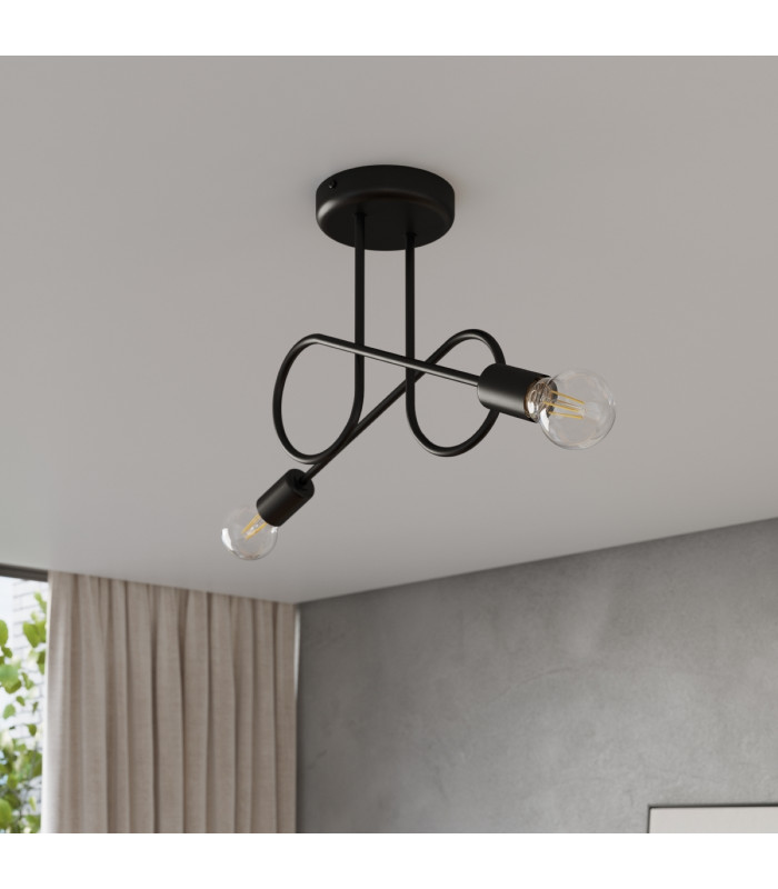 Loop Minimalist Semi Flush Ceiling 2 Light Black-13