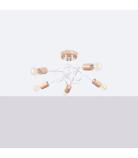 Ember Minimalist Semi Flush Ceiling 5 Light White-2