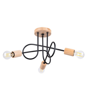 Ember Minimalist Semi Flush Ceiling 3 Light Black-1