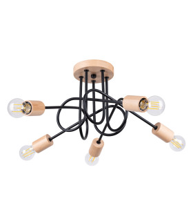 Ember Minimalist Semi Flush Ceiling 5 Light Black-1