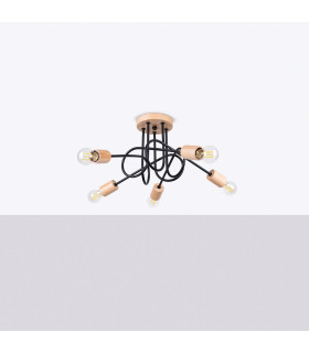 Ember Minimalist Semi Flush Ceiling 5 Light Black-2