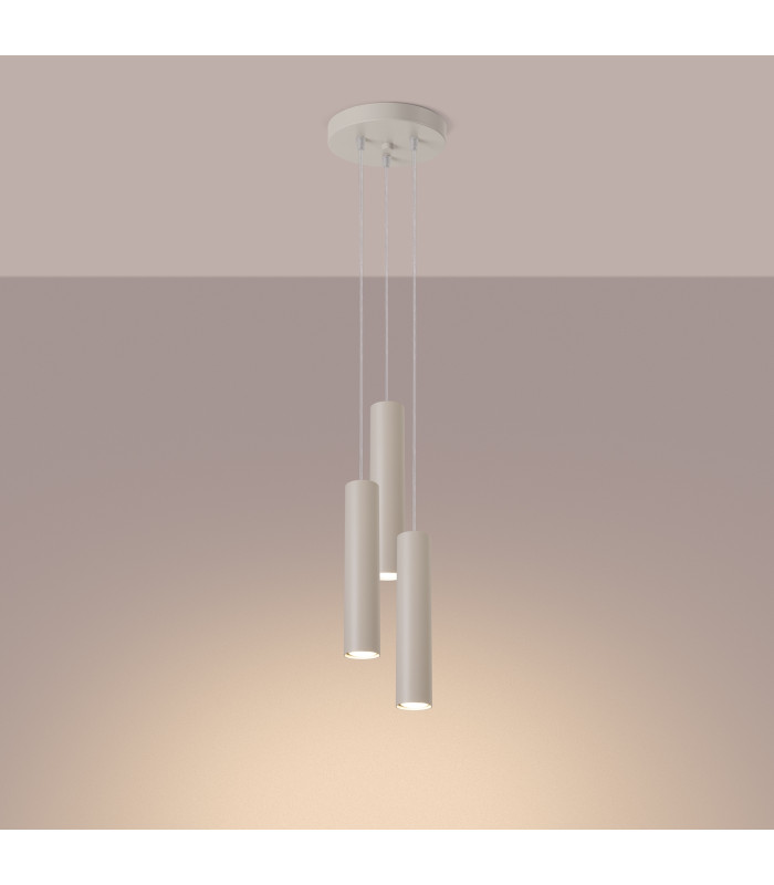 Lagos Loft Cluster Drop Pendant Lamp 3 Light Beige-3