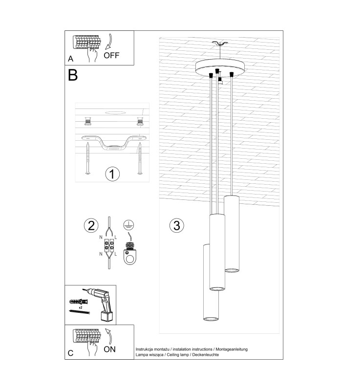 Lagos Loft Cluster Drop Pendant Lamp 3 Light Beige-8