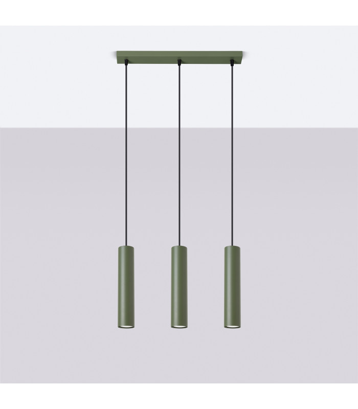 Lagos Loft Bar Pendant 3 Light Olive Green-2