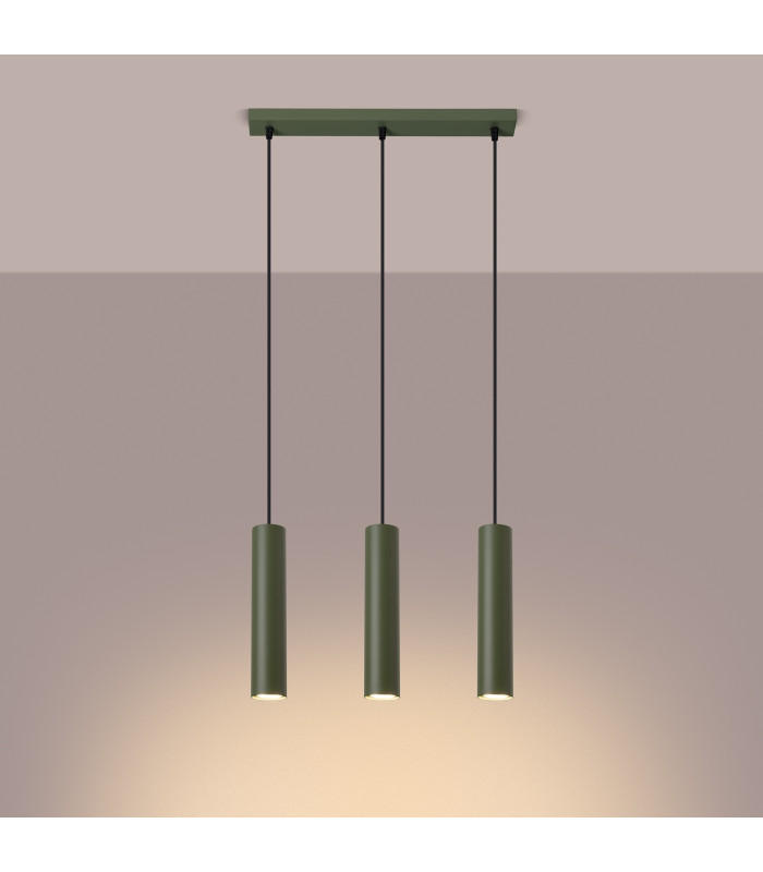 Lagos Loft Bar Pendant 3 Light Olive Green-3