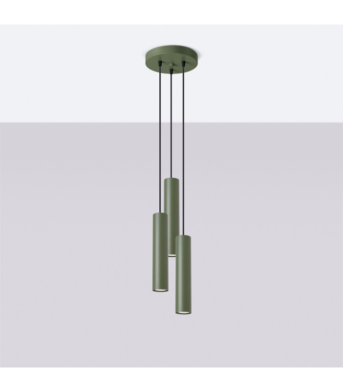 Lagos Loft Cluster Drop Pendant Lamp 3 Light Olive Green-2