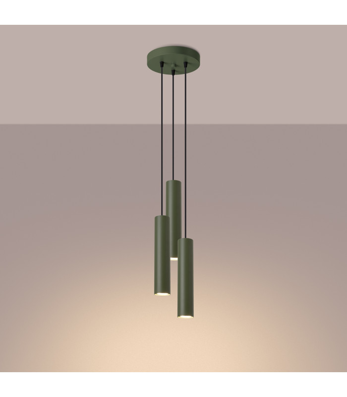 Lagos Loft Cluster Drop Pendant Lamp 3 Light Olive Green-3