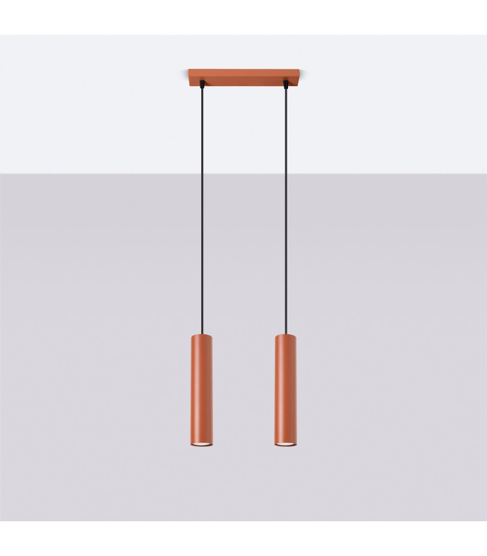 Lagos Loft Bar Pendant 2 Light Red Ochre-2