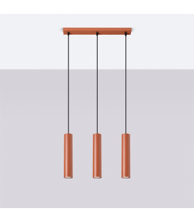 Lagos Loft Bar Pendant 3 Light Red Ochre-2