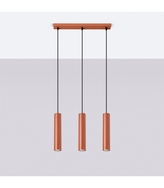 Lagos Loft Bar Pendant 3 Light Red Ochre-2