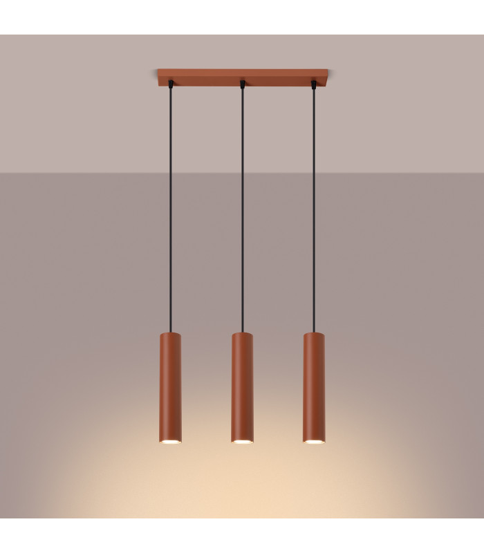 Lagos Loft Bar Pendant 3 Light Red Ochre-3