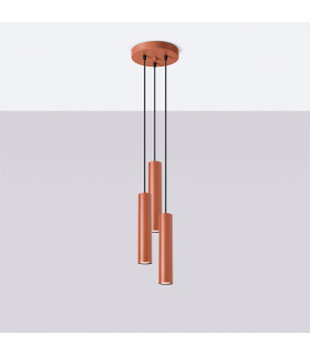 Lagos Loft Cluster Drop Pendant Lamp 3 Light Red Ochre-2
