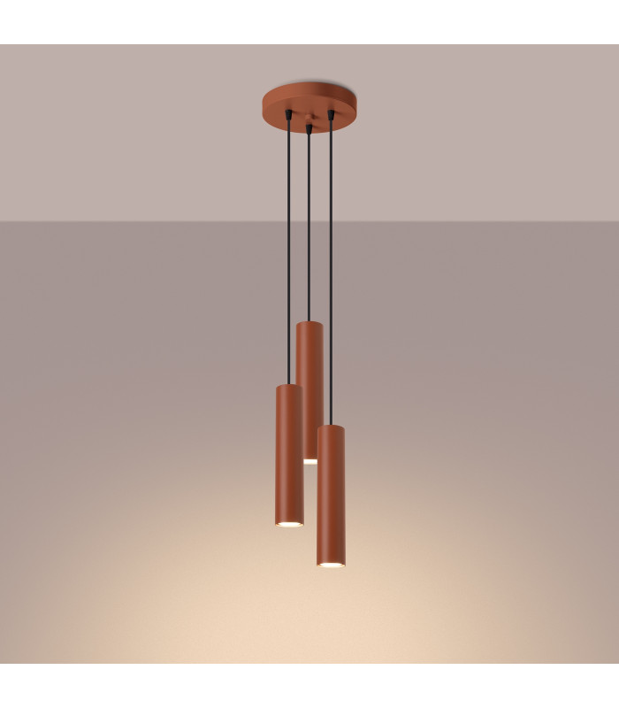 Lagos Loft Cluster Drop Pendant Lamp 3 Light Red Ochre-3