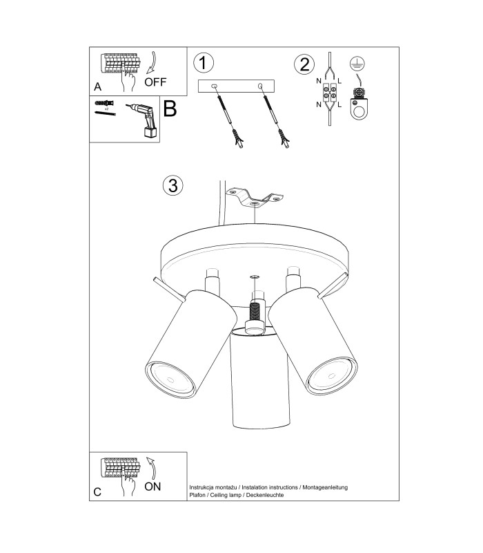 Ring Modern Ceiling Spotlight Cluster 3 Light Beige-9
